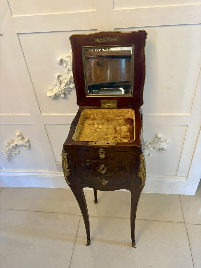 2802  Antique Victorian Quality French Lacquer Ormolu Mounted Jewellery Cabinet/Lamp Table - Image 3